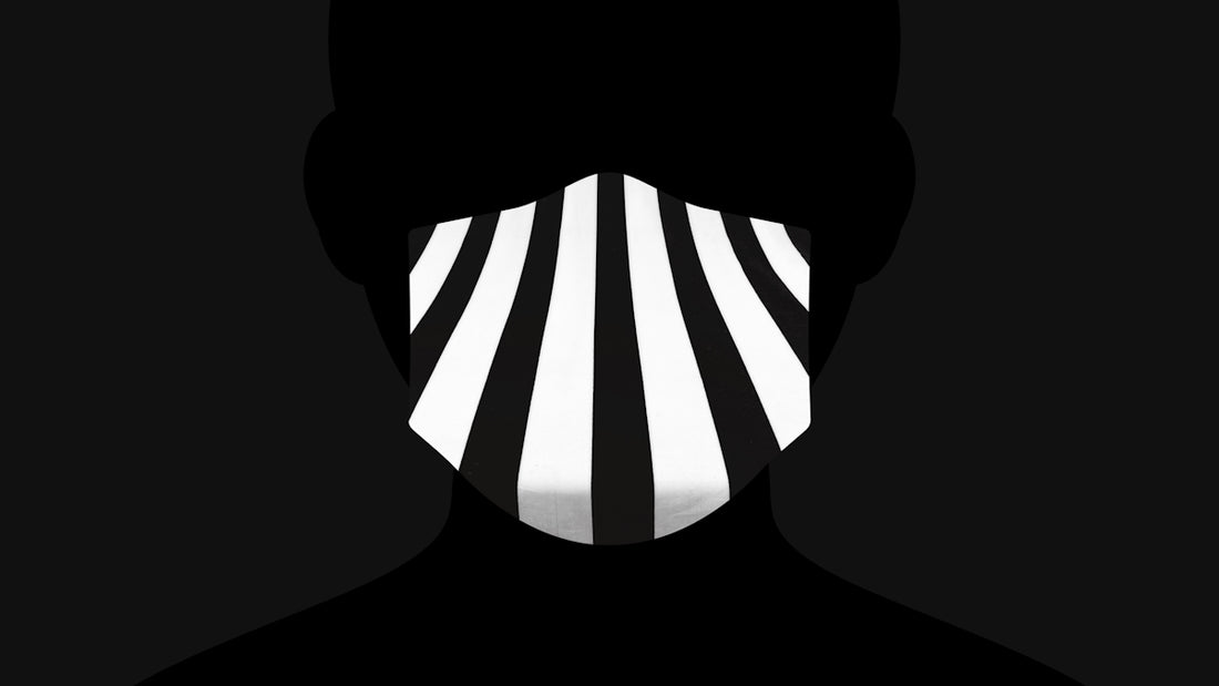 black and white striped mustache