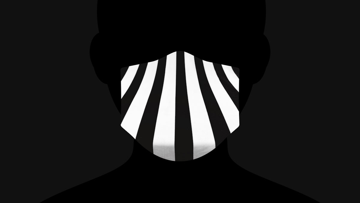 black and white striped mustache