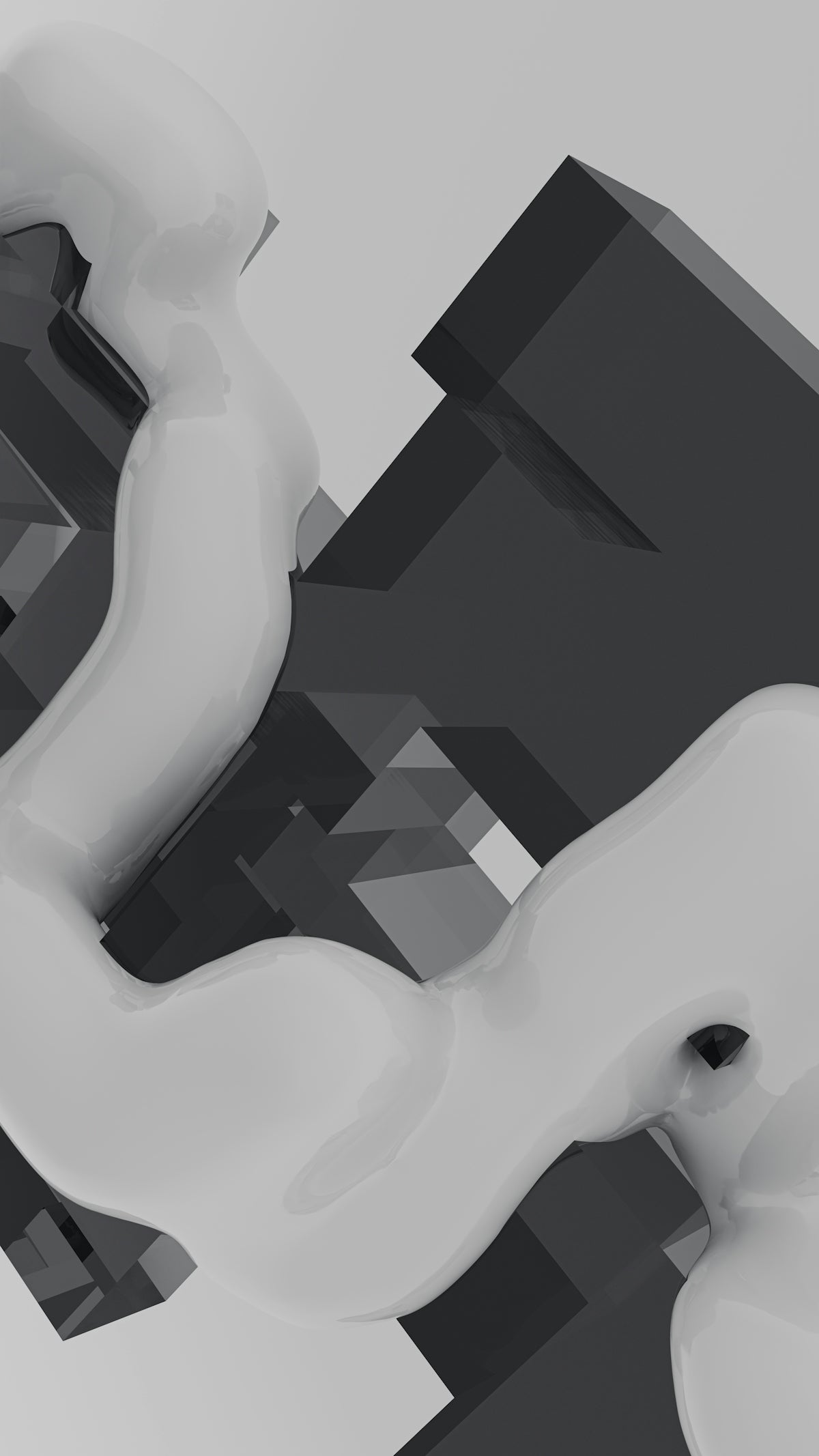 A black and white photo of an abstract object