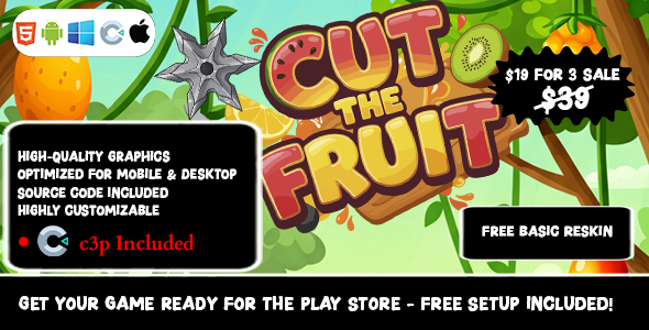 Cut The Fruit - Construct 3 Game (HTML5, AdMob, C3P)