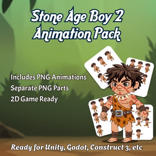 Stone Age Boy 2 2D Character Animation Pack