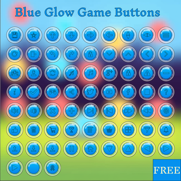 Free Blue Glow Game Buttons UI Pack (High-Quality 2D Assets)