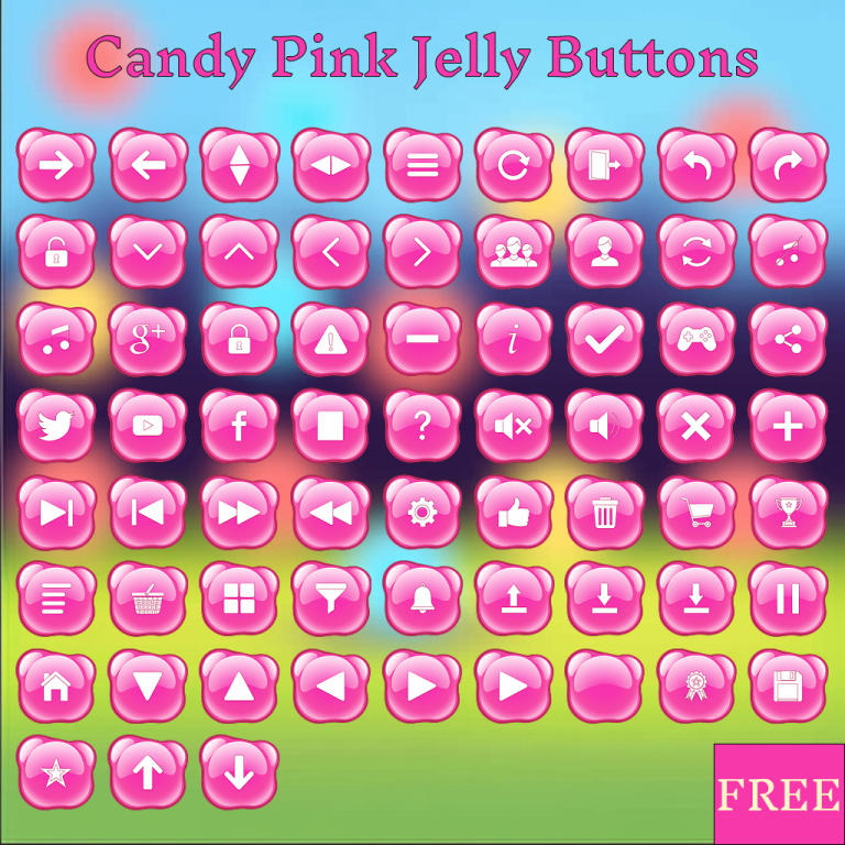 Free Candy Pink Jelly Buttons UI Pack (Glossy 2D Game Assets)