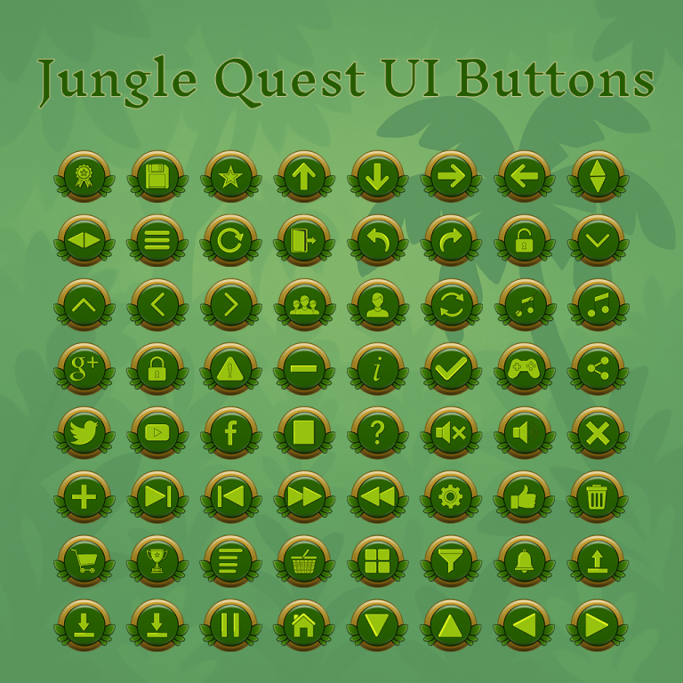 Free Jungle Quest UI Buttons (Premium Adventure 2D Game Art)