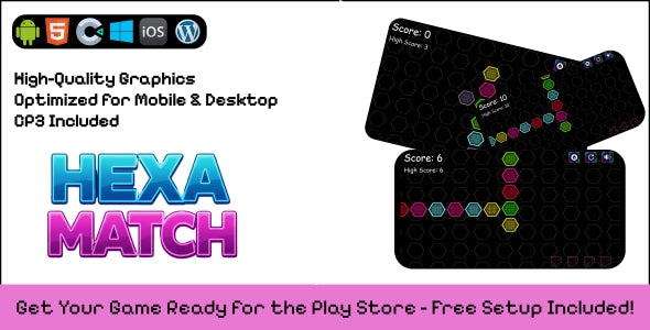 Hexa Match - Construct 3 Game (HTML5, AdMob, C3P)