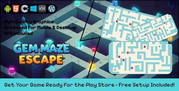 Gem Maze Escape - Construct 3 Game (HTML5, AdMob, C3P)