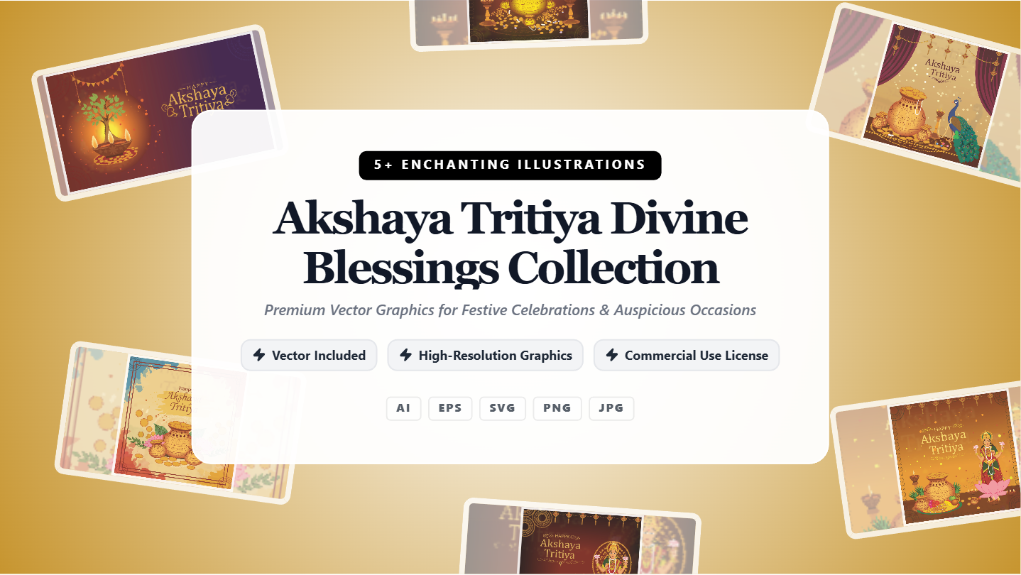 Akshaya Tritiya Social Media Banners – Divine Blessings Festive Vector Illustrations