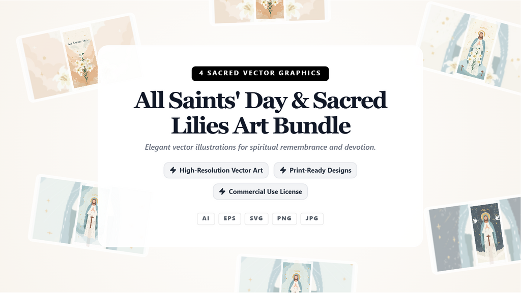 Serene All Saints' Day & Sacred Lilies Social Media Banners – Vector Art Bundle