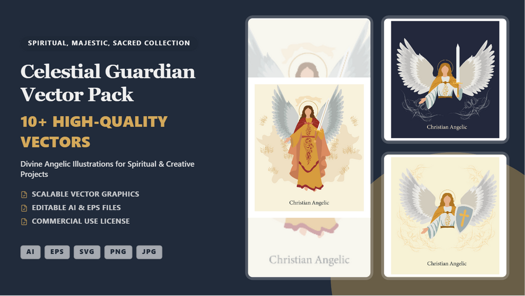 Celestial Guardian Angel Social Media Banners – Premium Vector Illustrations
