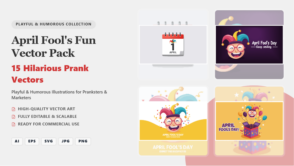 April Fool's Fun Social Media Banner Pack – Playful & Humorous Vector Templates