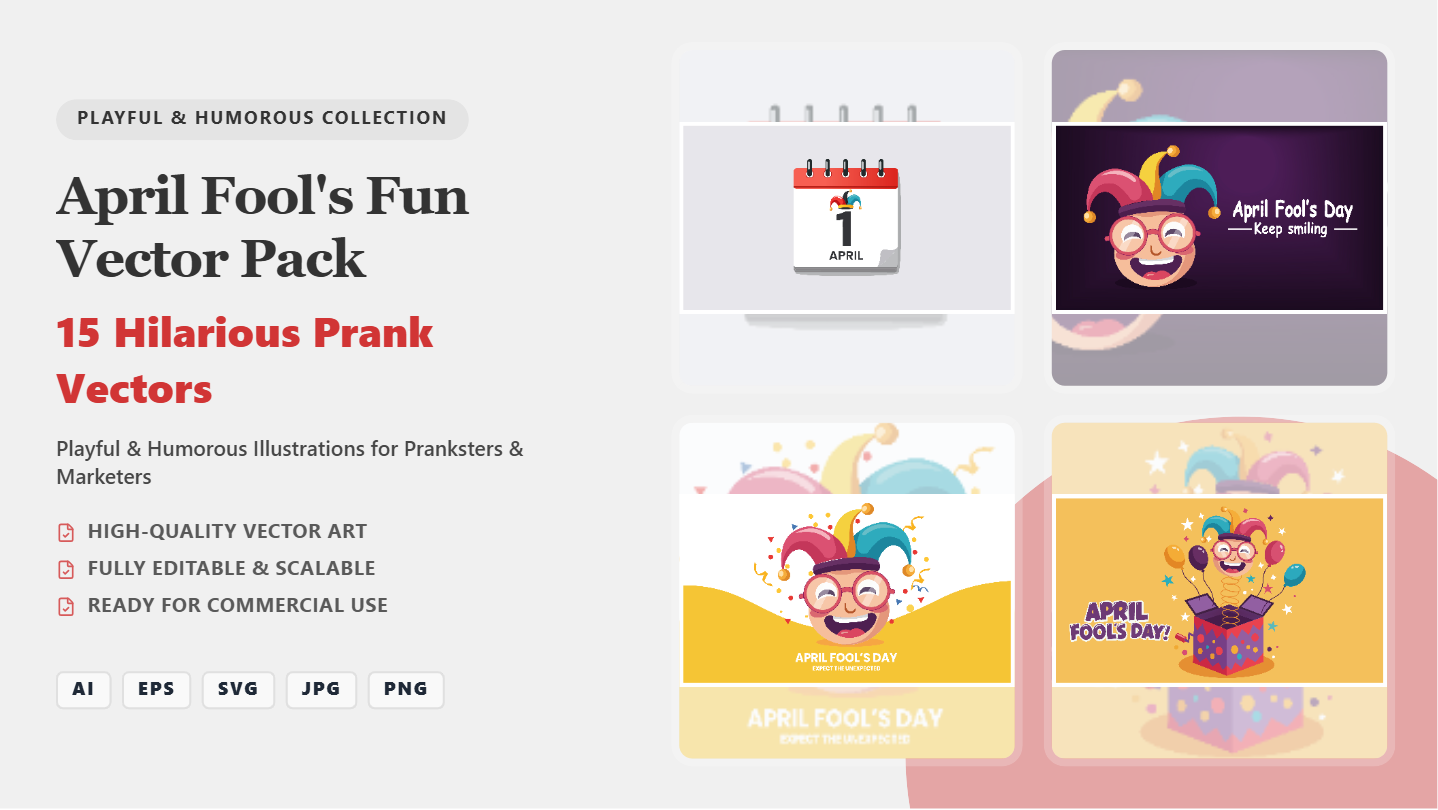 April Fool's Fun Social Media Banner Pack – Playful & Humorous Vector Templates