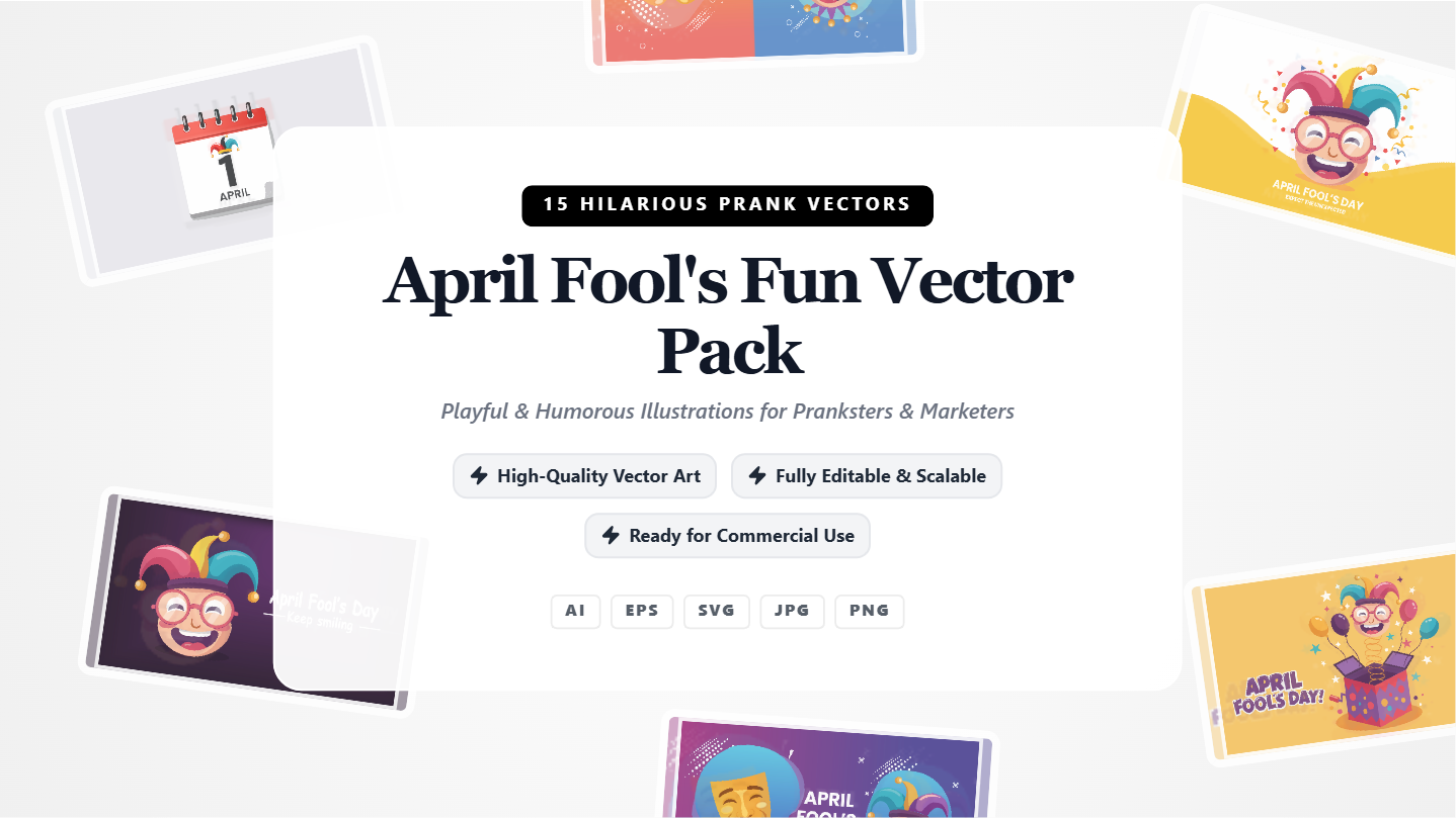 April Fool's Fun Social Media Banner Pack – Playful & Humorous Vector Templates