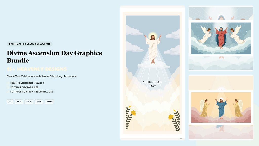 Divine Ascension Day Graphics Bundle – Heavenly Social Media Banners & Vector Art