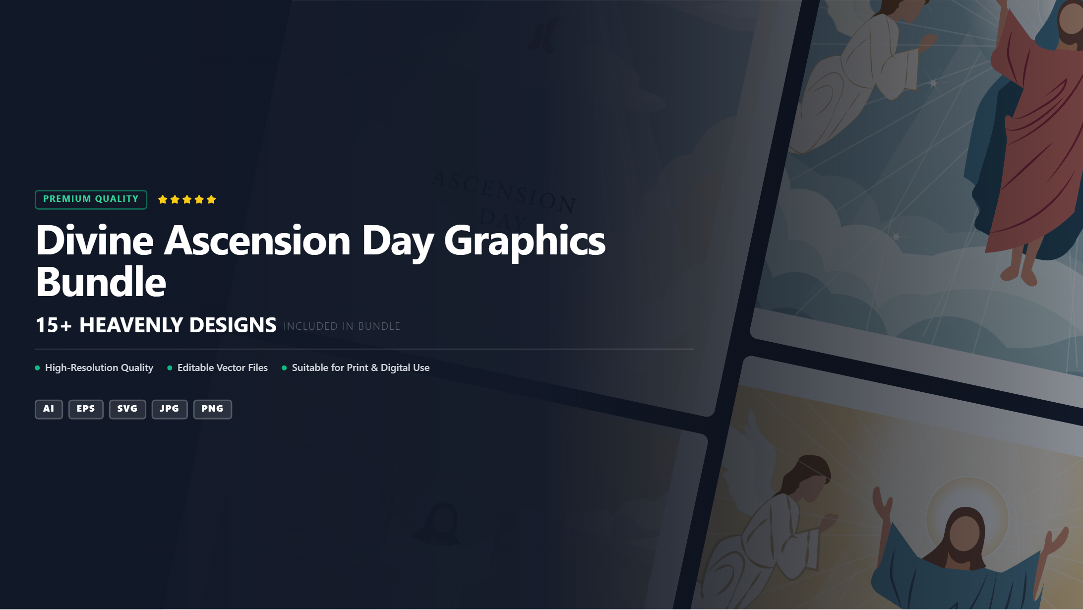 Divine Ascension Day Graphics Bundle – Heavenly Social Media Banners & Vector Art