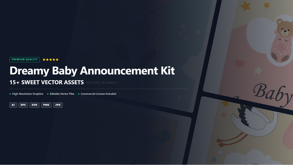 Dreamy Baby Announcement Social Media Banners – Premium Vector Kit