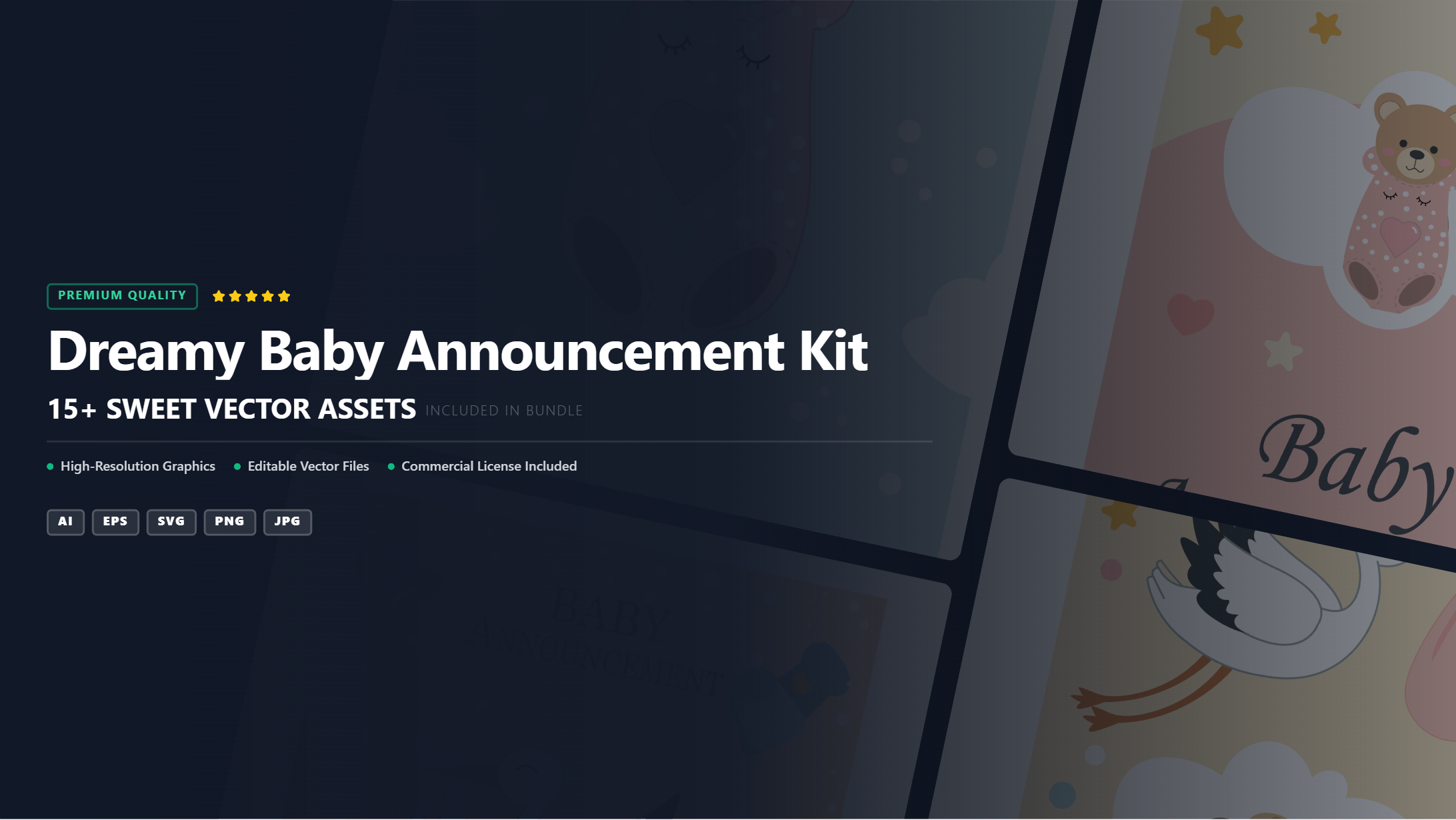 Dreamy Baby Announcement Social Media Banners – Premium Vector Kit