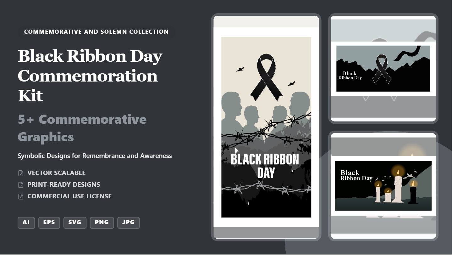 Black Ribbon Day Commemoration Kit Social Media Banners – Symbolic Designs