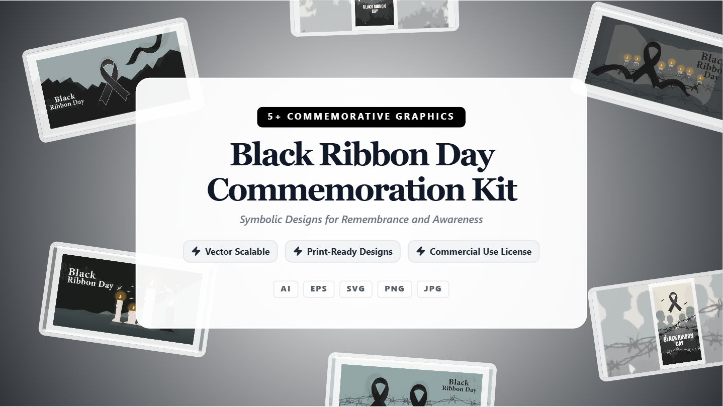 Black Ribbon Day Commemoration Kit Social Media Banners – Symbolic Designs