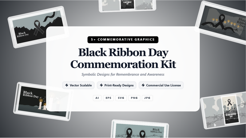 Black Ribbon Day Commemoration Kit Social Media Banners – Symbolic Designs