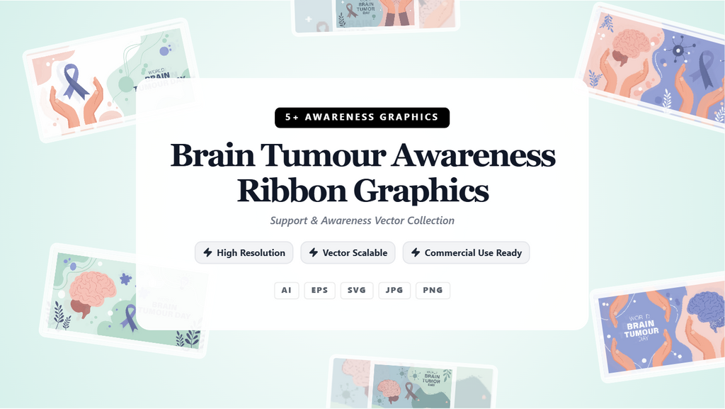 Brain Tumour Awareness Social Media Banner Pack – Vector Ribbon Graphics
