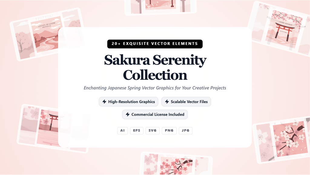 Sakura Serenity Japanese Spring Social Media Banners – Exquisite Vector Graphics Collection