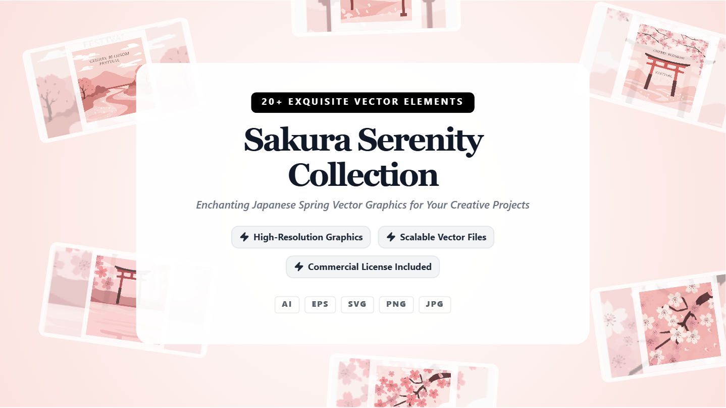 Sakura Serenity Japanese Spring Social Media Banners – Exquisite Vector Graphics Collection