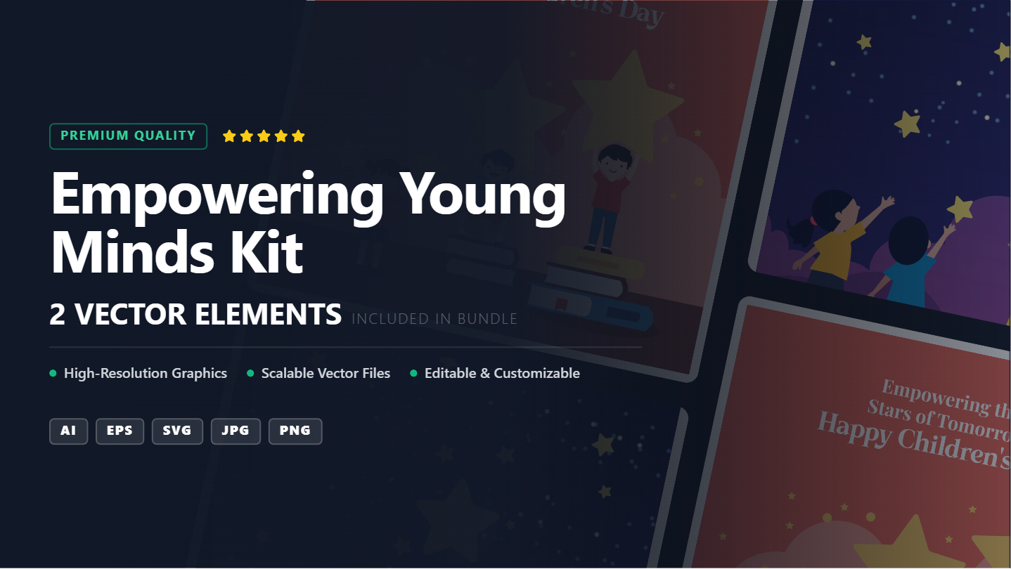 Empowering Young Minds Kit Social Media Banners – Inspirational Vector Graphics