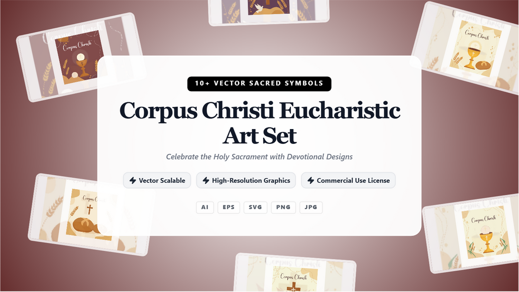 Corpus Christi Eucharistic Art Social Media Banners – Devotional Vector Graphics Set