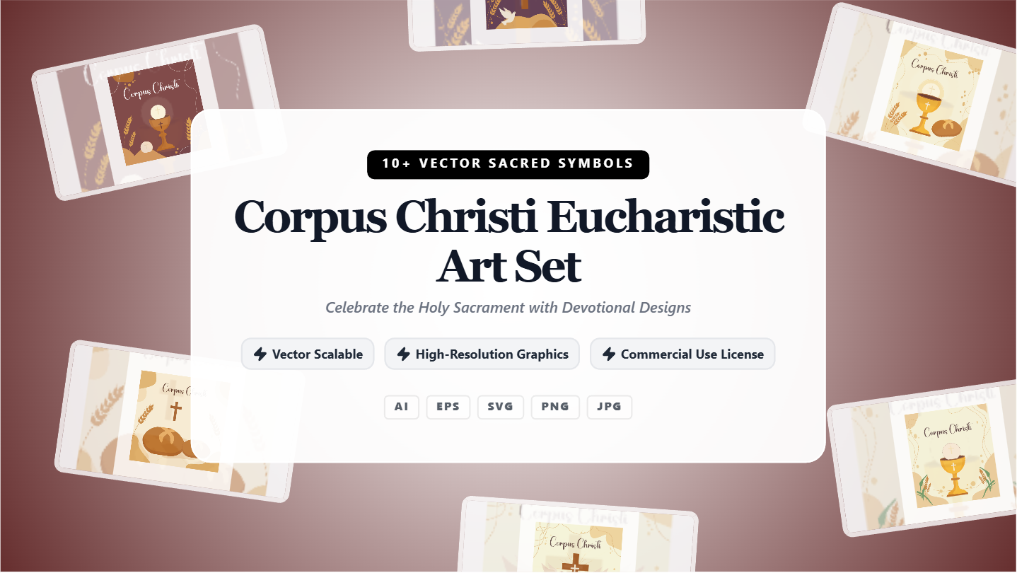 Corpus Christi Eucharistic Art Social Media Banners – Devotional Vector Graphics Set