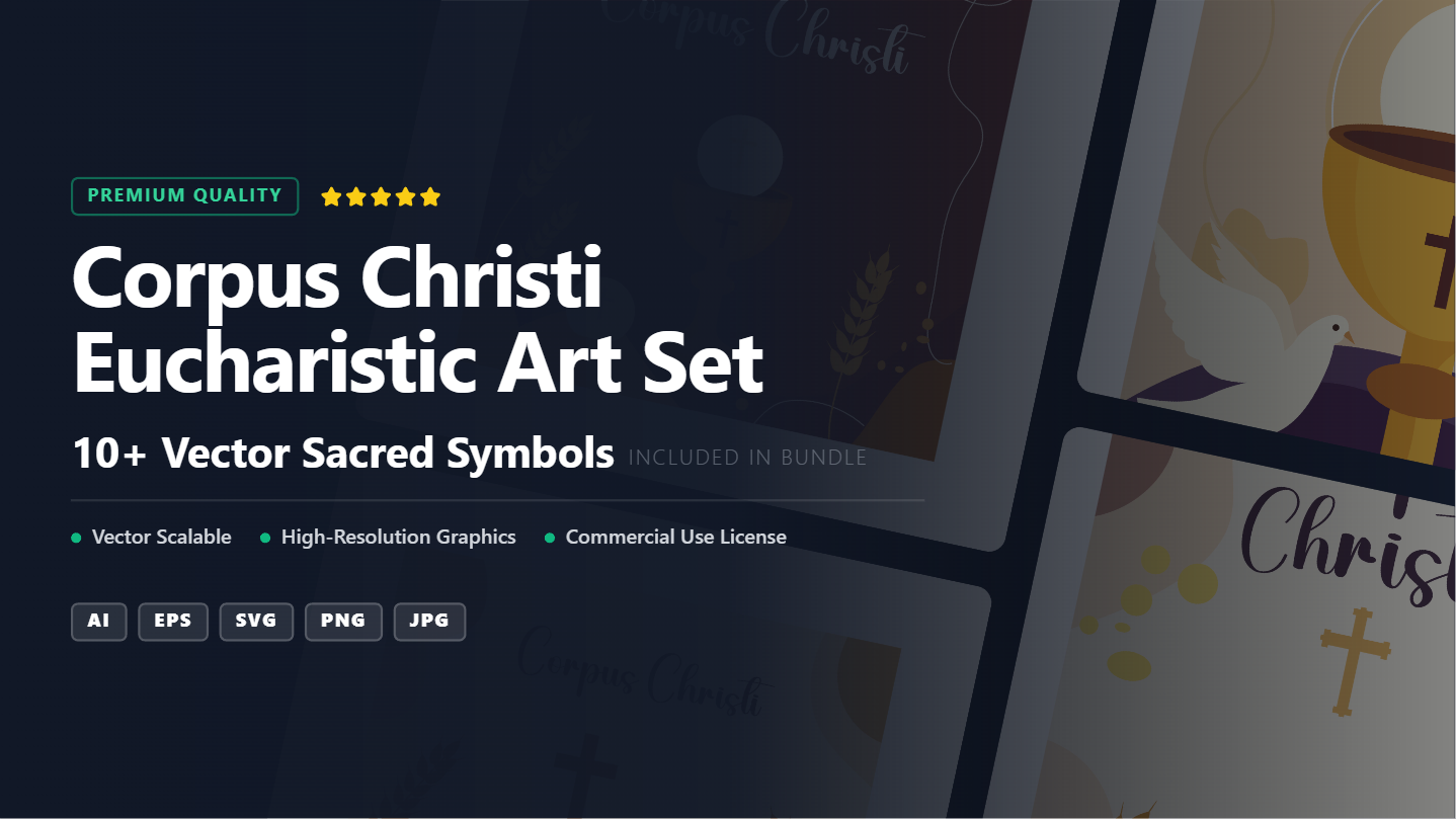 Corpus Christi Eucharistic Art Social Media Banners – Devotional Vector Graphics Set