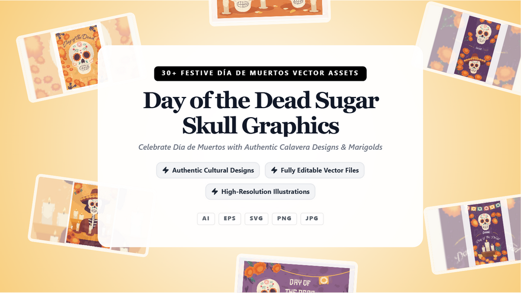 Day of the Dead Sugar Skull Graphics Social Media Banners – Festive Vector Collection