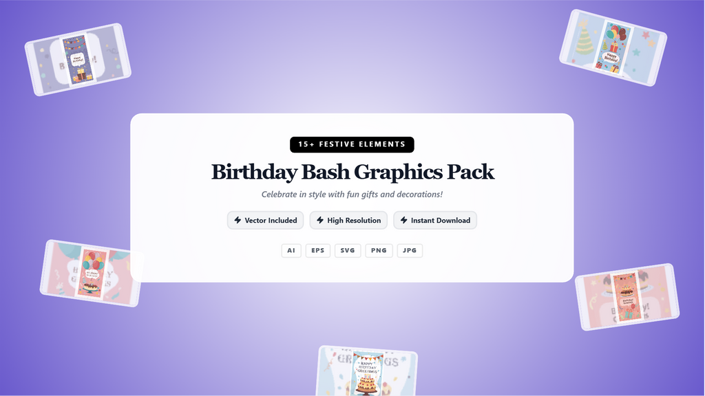 Festive Birthday Bash Social Media Banners – Premium Graphics Pack