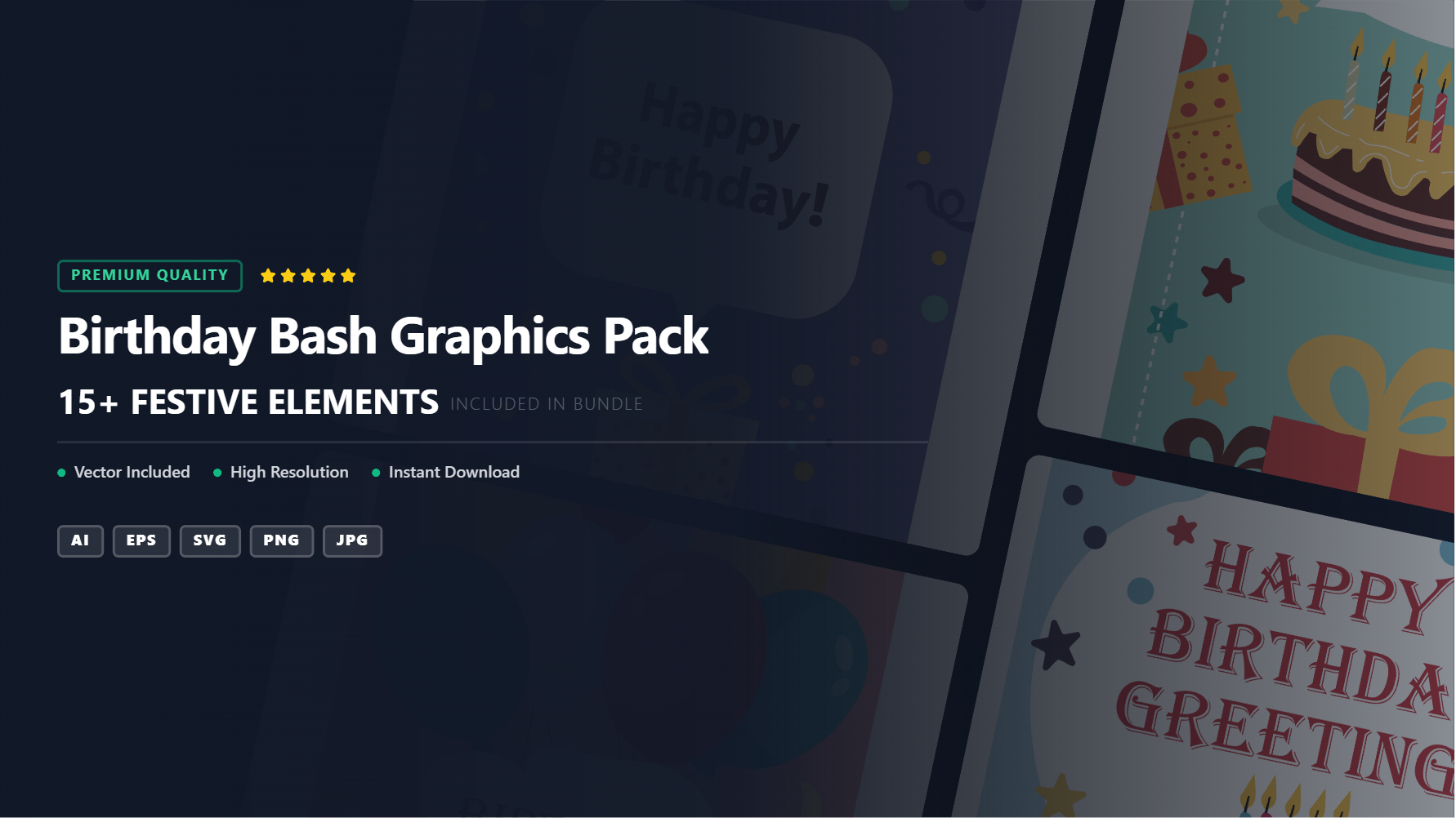 Festive Birthday Bash Social Media Banners – Premium Graphics Pack