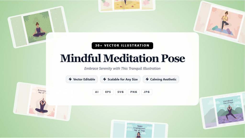 Mindful Meditation Pose Social Media Banner Pack – Tranquil Vector Illustrations