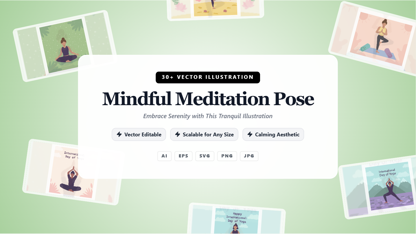 Mindful Meditation Pose Social Media Banner Pack – Tranquil Vector Illustrations
