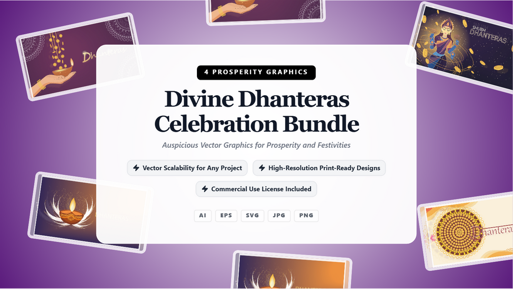 Divine Dhanteras Celebration Social Media Banner Bundle – Auspicious Vector Graphics