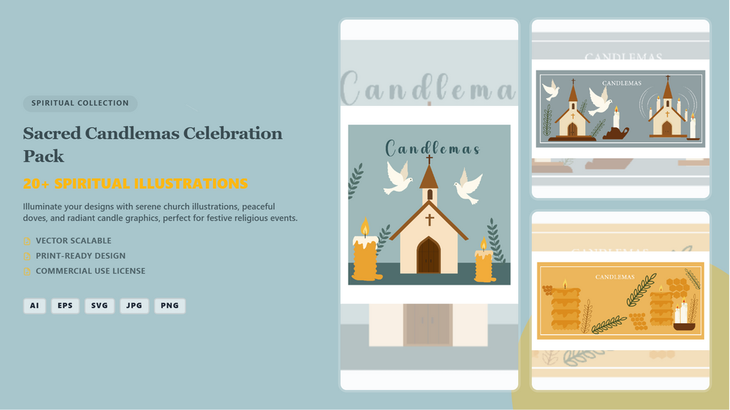 Sacred Candlemas Celebration Social Media Banner Pack – Premium Vector Illustrations