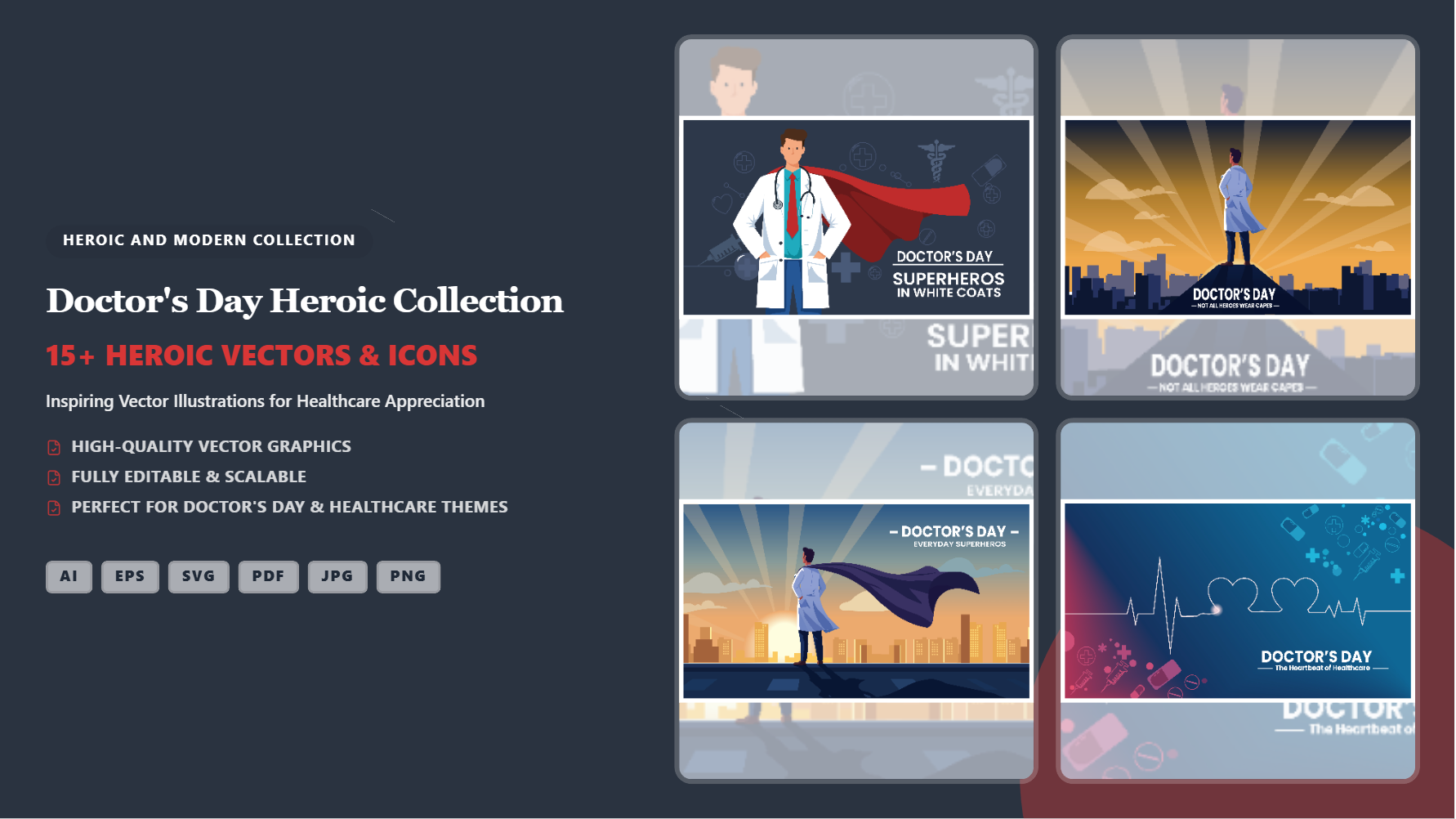 Doctor's Day Heroic Social Media Banners – Professional Vector Collection