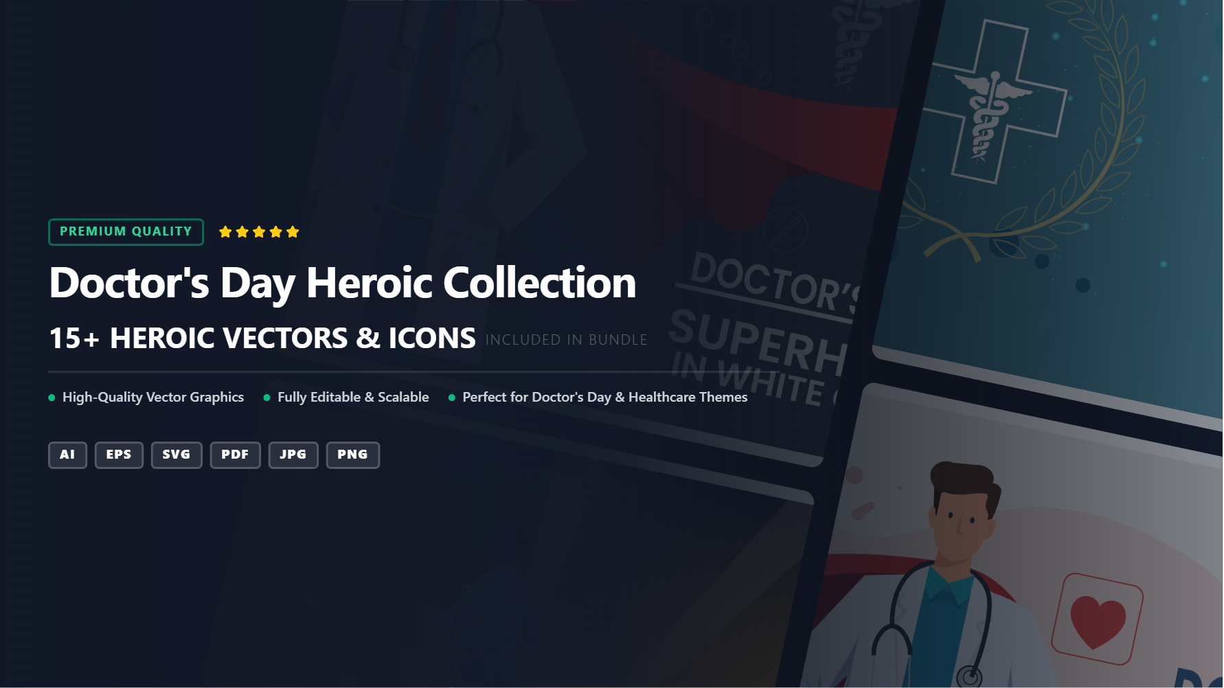 Doctor's Day Heroic Social Media Banners – Professional Vector Collection