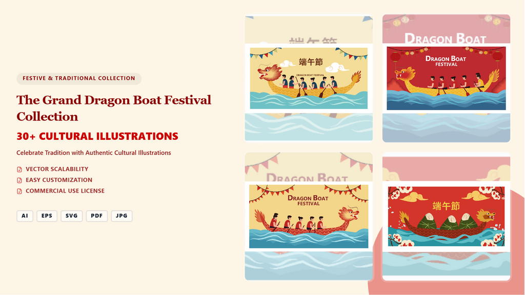 Grand Dragon Boat Festival Social Media Banners – Authentic Vector Collection