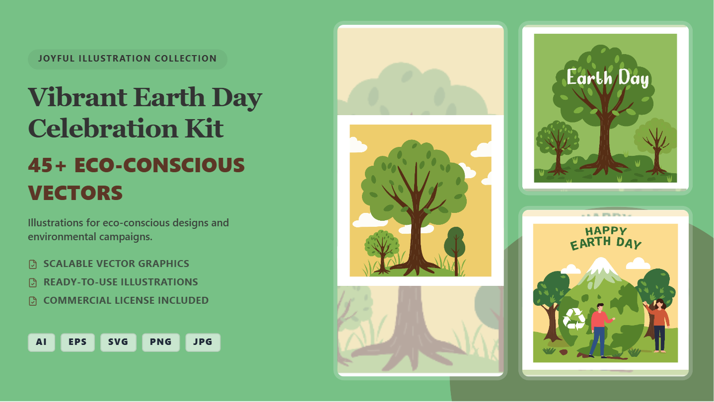 Vibrant Earth Day Social Media Banners – Eco-Conscious Vector Celebration Kit