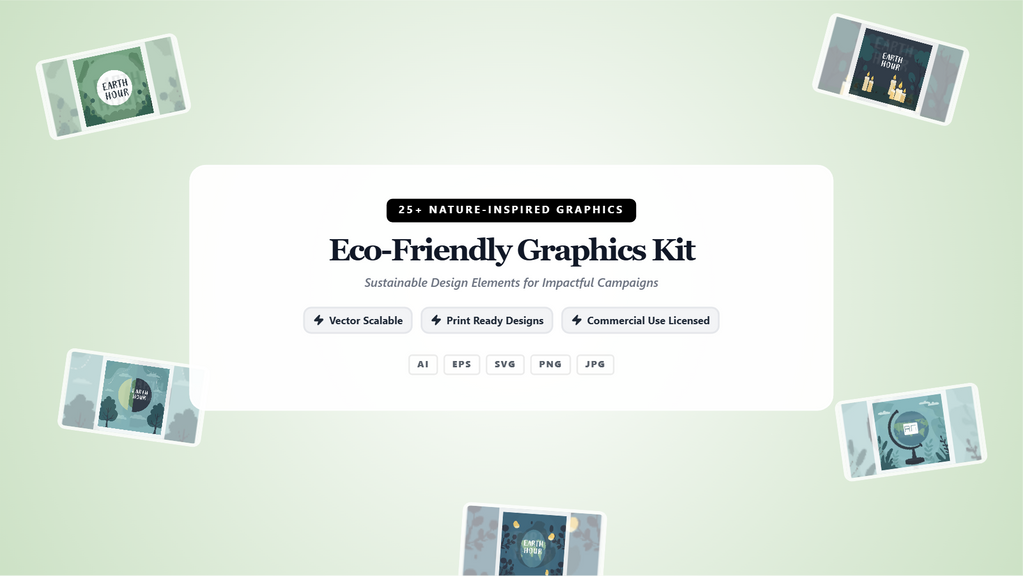 Eco-Friendly Earth Hour Social Media Banners – Nature-Inspired Vector Graphics Kit