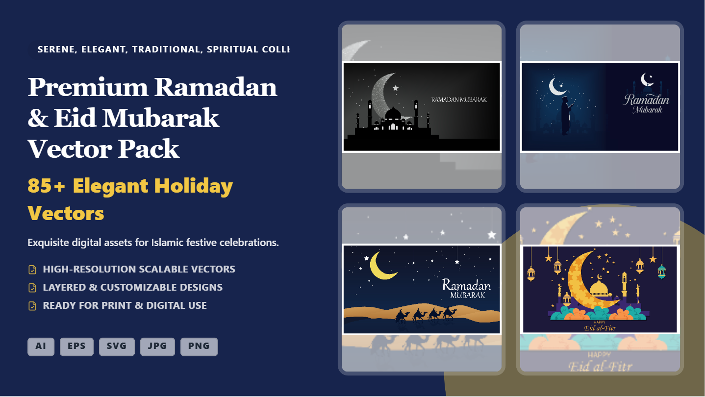 Ramadan & Eid Mubarak Social Media Banners – Premium Elegant Vector Pack