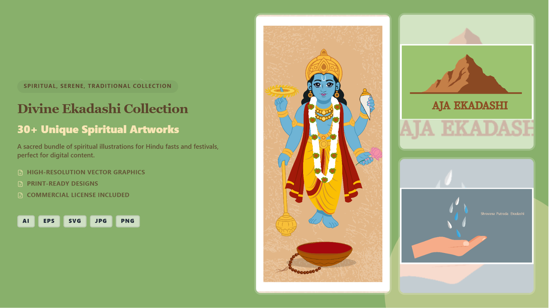 Divine Ekadashi Spiritual Social Media Banners – Traditional Artwork Collection