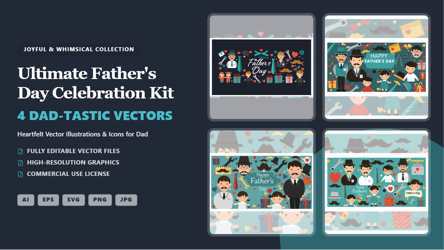 Ultimate Father's Day Social Media Banner Kit – Heartfelt Vector Designs