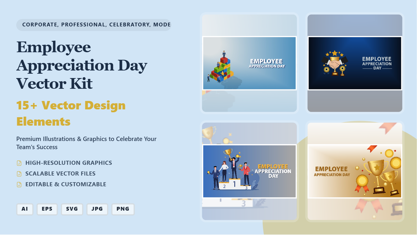 Premium Employee Appreciation Day Social Media Banners – Editable Vector Kit
