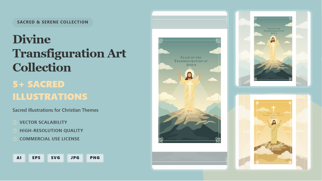 Divine Transfiguration Christian Social Media Banners – Sacred Illustration Collection