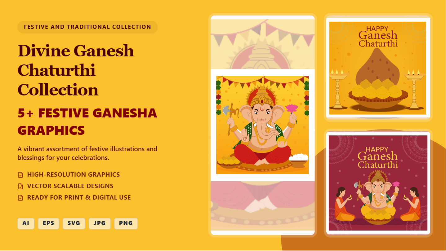 Divine Ganesh Chaturthi Social Media Banners – Premium Festive Graphics Collection