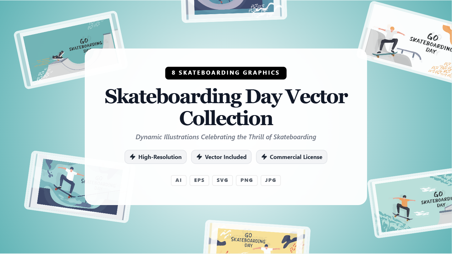 Skateboarding Day Vector Social Media Banners – Dynamic Illustration Collection