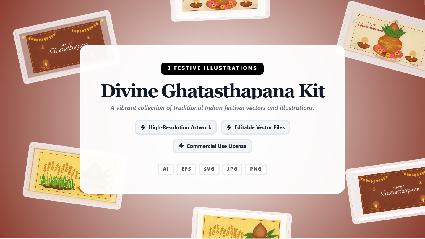 Traditional Indian Festival Social Media Banners – Divine Ghatasthapana Kit